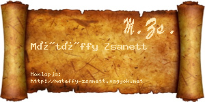Mátéffy Zsanett névjegykártya