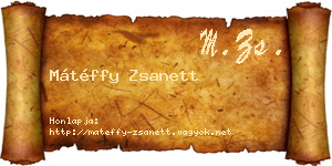 Mátéffy Zsanett névjegykártya